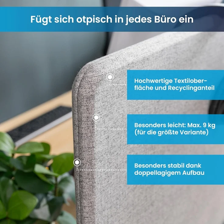 Ergotopia Raumteiler Akustik Trennwand Schreibtisch – Bild 7