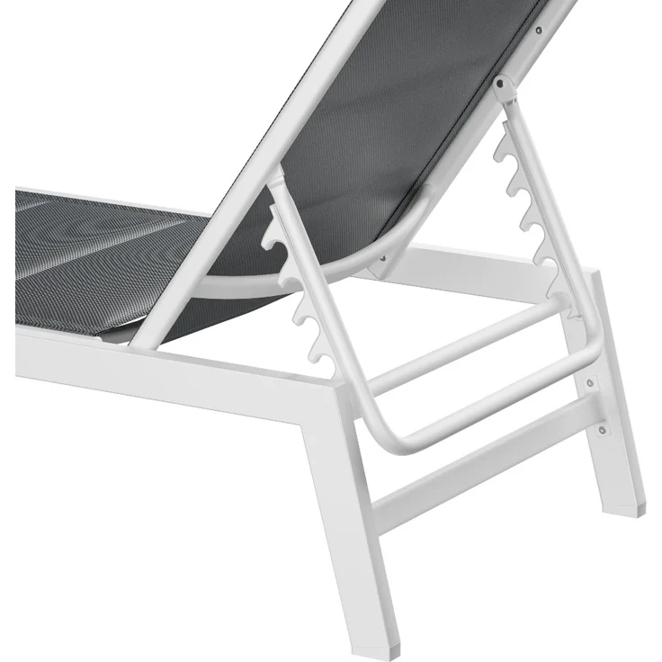 Blumfeldt Renazzo Sonnenliege - Verstellbarer Liegestuhl, Wetterfest & Ultraleicht, 5-Positionen Rückenlehne, Aluminiumrahmen, 120kg Kapazität, ComfortMesh, 195x60cm, Garten & Balkon, Weiß – Bild 4
