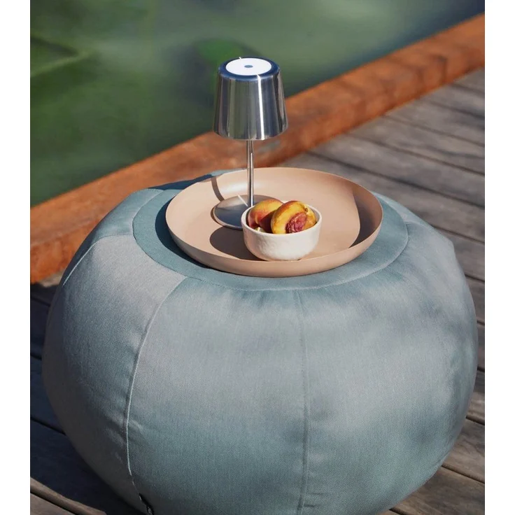 mokebo Pouf Der Kugelige (für drinnen & draußen), Sitzhocker Outdoor, Fußhocker, Hocker & Sitzkissen eckig Himmelblau – Bild 5