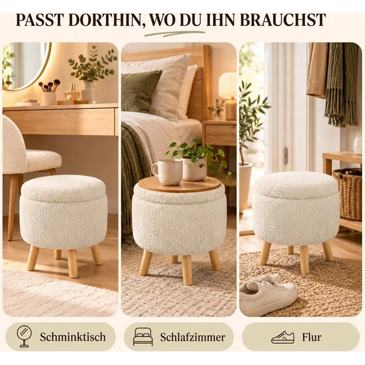 Relaxdays Hocker mit Stauraum Teddystoff – Bild 10