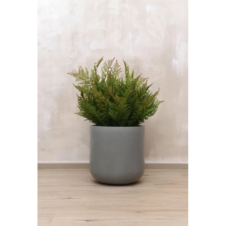 VIVANNO Blumentopf Fiberglas CHICO Rund - Grau Beton-Design (1 St), 40x40x40 cm – Bild 2