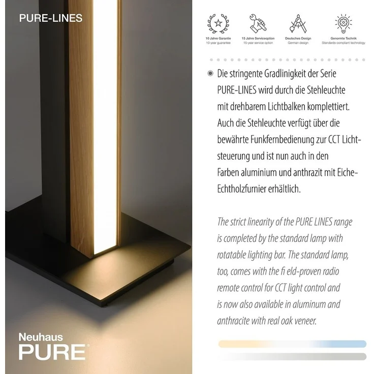 Paul Neuhaus 451-79 PURE-LINES LED Stehleuchte anthrazit Holz CCT – Bild 8