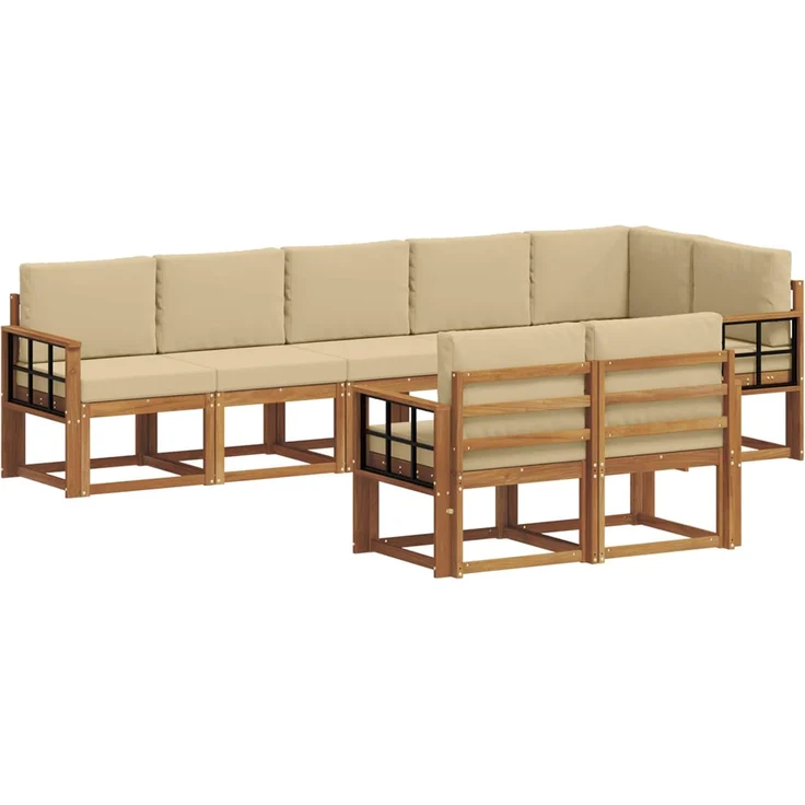vidaXL Outdoor-Sofagarnitur 8 stk. 8-Sitzer Natur und Beige 3366581 – Bild 2