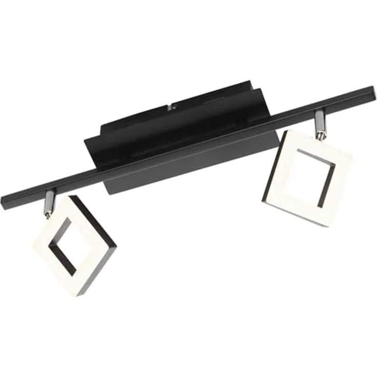 casa NOVA LED Deckenstrahler REAL, 2-flammig, Schwarz, Weiß, Aluminium, Acryl, Dimmfunktion, LED fest integriert, Extra-Warmweiß, B 44 x H 8 x T 18 cm, mit verstellbaren Lampenschirmen