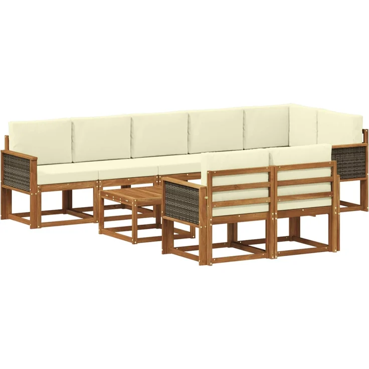 vidaXL Outdoor-Sofagarnitur 9 stk. 8-Sitzer Natur und Creme 3385326 – Bild 2