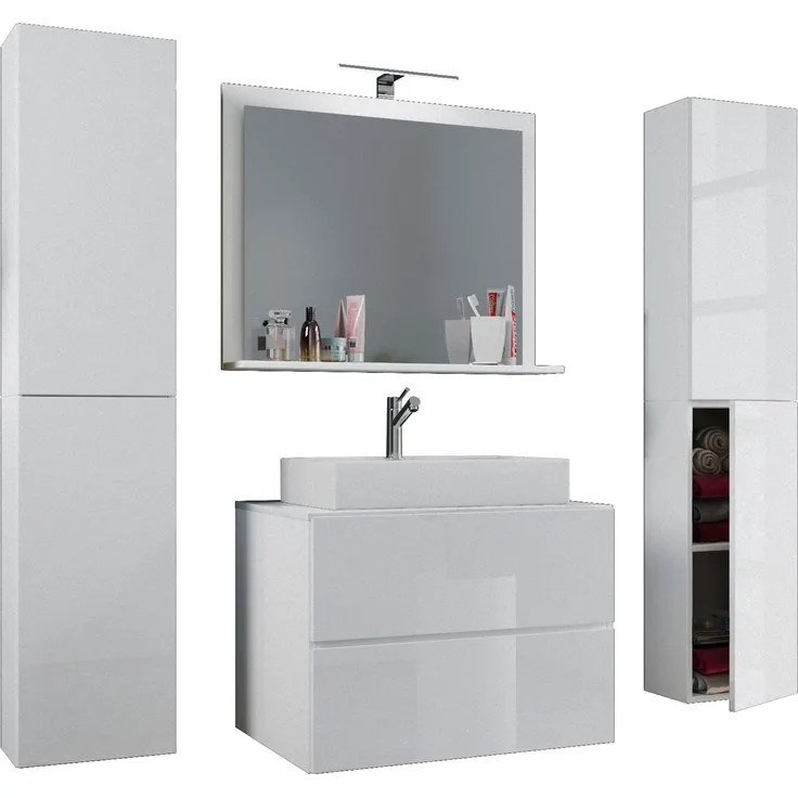 VCM Badmöbel Waschtisch Lendas 915213 Weiß H. 150 x B. 126 x T. 51 cm