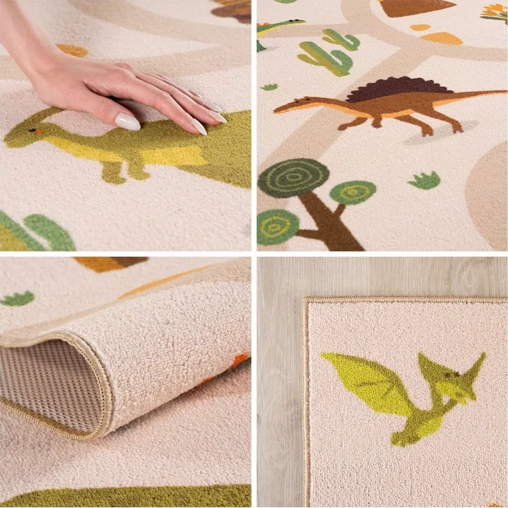 SIMPEX24 Teppich Bunte Dino Welt, Rechteckig, Höhe: 8 mm, Teppich Kinderzimmer