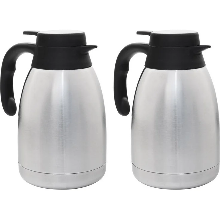 HAC24 Isolierkanne Thermoskanne Kaffeekanne Teekanne Thermo Kaffee Tee Kanne, 1,5 l, (2-St), Edelstahl Einhandautomatik – Bild 1