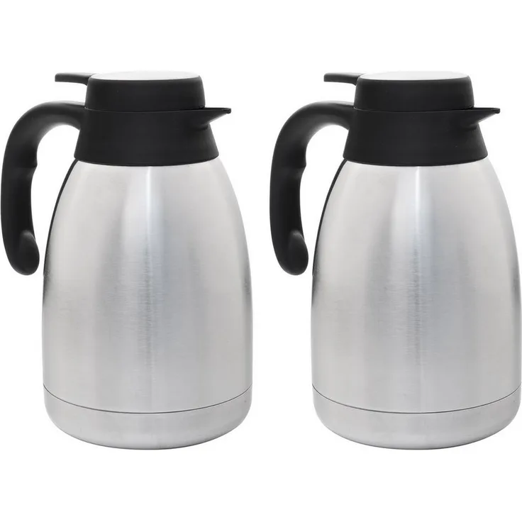 HAC24 Isolierkanne Thermoskanne Kaffeekanne Teekanne Thermo Kaffee Tee Kanne, 1,5 l, (2-St), Edelstahl Einhandautomatik