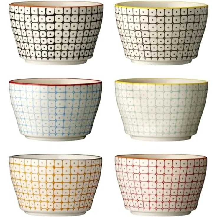 Bloomingville Schale Bloomingville Carla Bowl Rot Ø 11 cm Steingut 6er Set, Steingut, (Set)