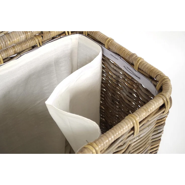 Kobolo Wäschekorb Wäschebehälter eckig Rattan Kubu-Grey 50x38x56 cm – Bild 5