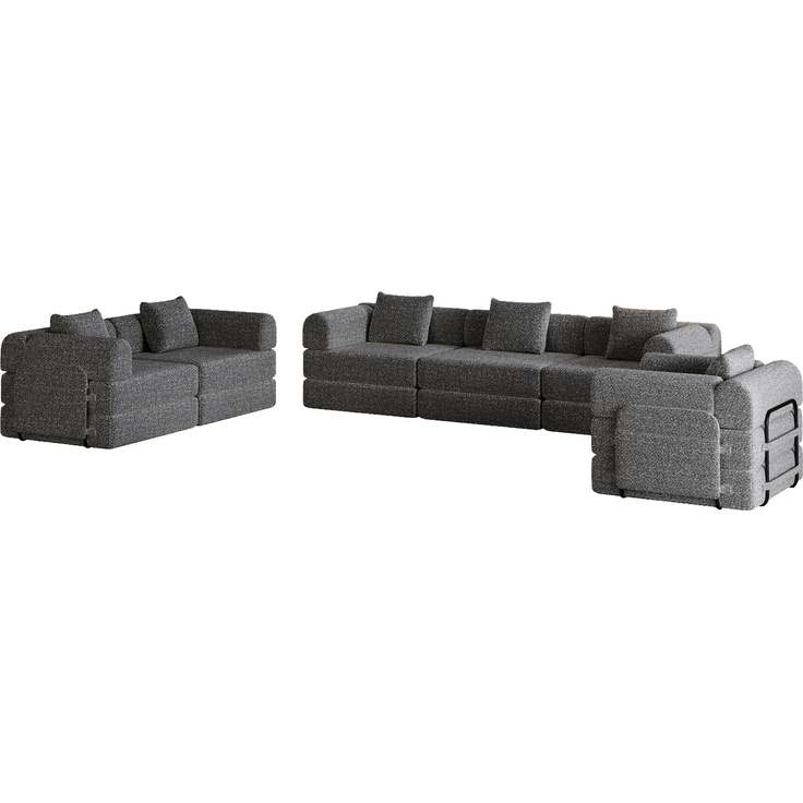 ZUBALIYA SchlafSofa mit LED - Beleuchtung, mit Ablageflächen, mit Chenille - Bezug, mit Samtbezug, mit breiten Armlehnen – Bild 3