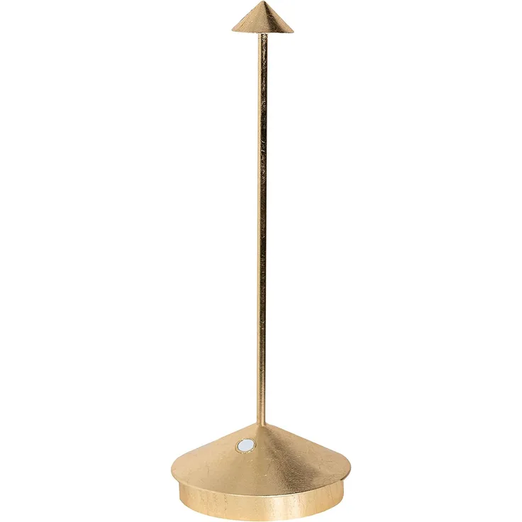 Zafferano, Pina Pro Lampe mit Goldfarbenes Blatt, Wiederaufladbar und Kabellos mit Touch Control, Geeignet für den Innenbereich, Dimmer, 2700 K, Höhe 29 cm