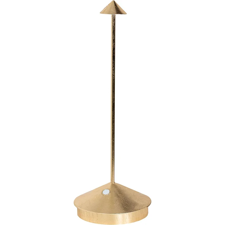 Zafferano, Pina Pro Lampe mit Goldfarbenes Blatt, Wiederaufladbar und Kabellos mit Touch Control, Geeignet für den Innenbereich, Dimmer, 2700 K, Höhe 29 cm