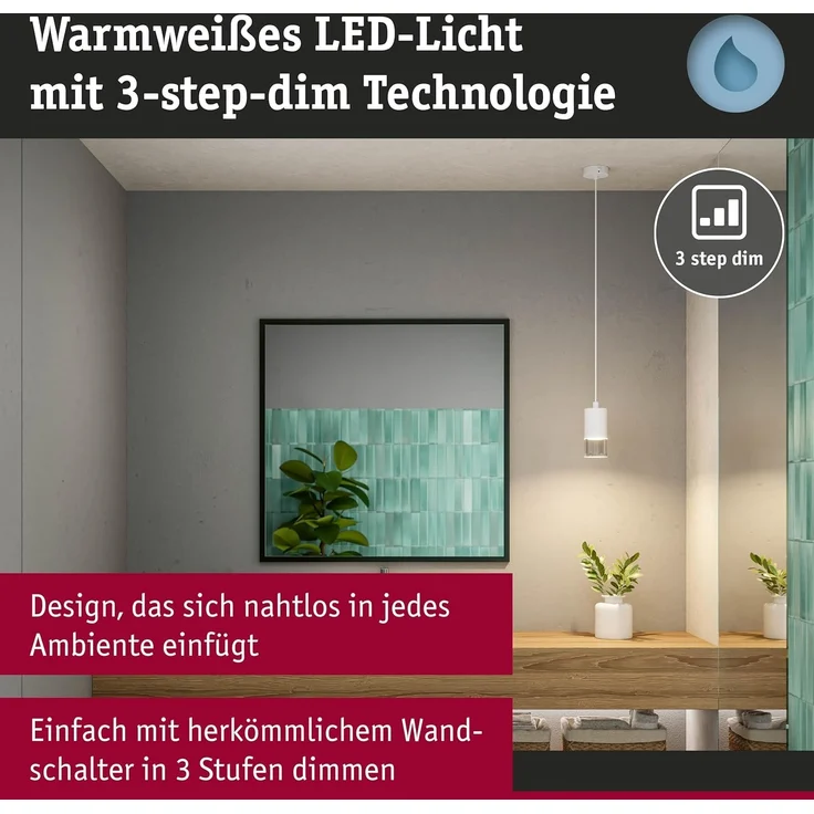 Paulmann 79998 LED Pendelleuchte Kame Weiß 3-Step Dim IP44 – Bild 4