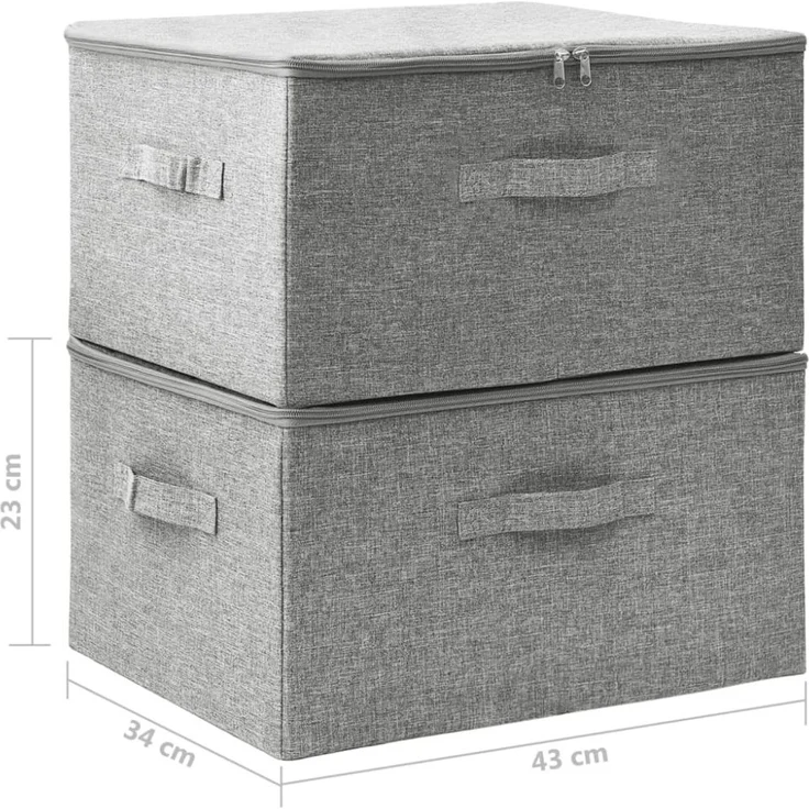 vidaXL Aufbewahrungsboxen 2 Stk. Stoff 43x34x23 cm Grau 332910 – Bild 3
