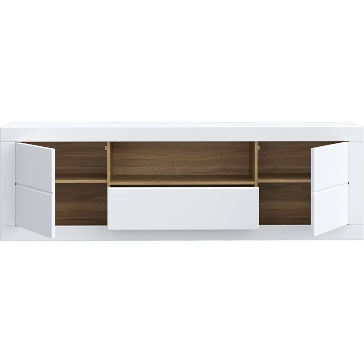 Lowboard >LEFKADAS< 2 Türen, 1 Schub, Weiss/Mauvella Eiche Dekor - 195,4x61,6x41,4cm BxHxT – Bild 4