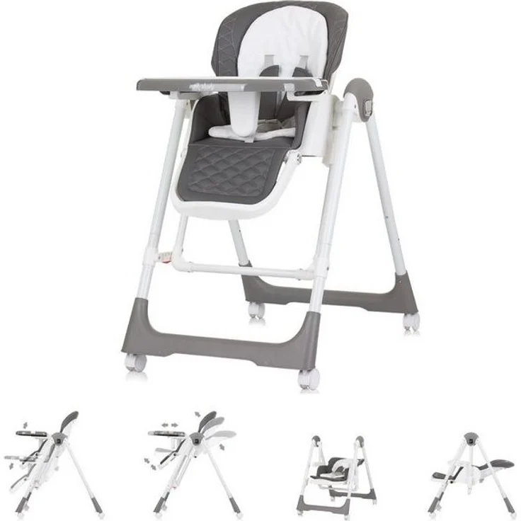 Chipolino Kinderhochstuhl 2 in 1 Milk Shake, verstellbar, Babyschaukel, Räder dunkelgrau – Bild 4