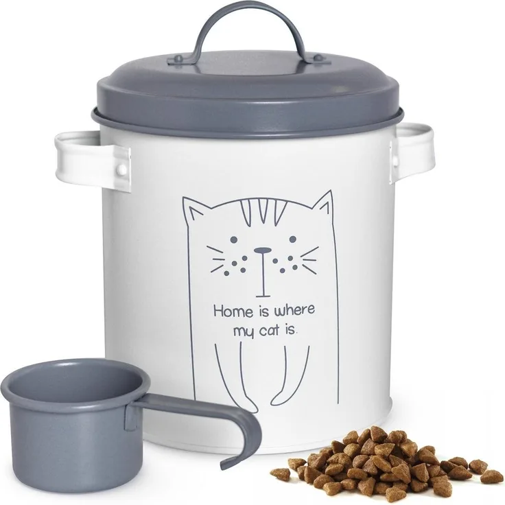 Katzen-Futterspender Trockenfutterdose mit Deckel Löffel Tierfutter Katzenfutterbox