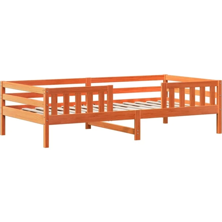 vidaXL Massivholzbett mit Dach Wachsbraun 90x200 cm Kiefer 3282161 – Bild 4
