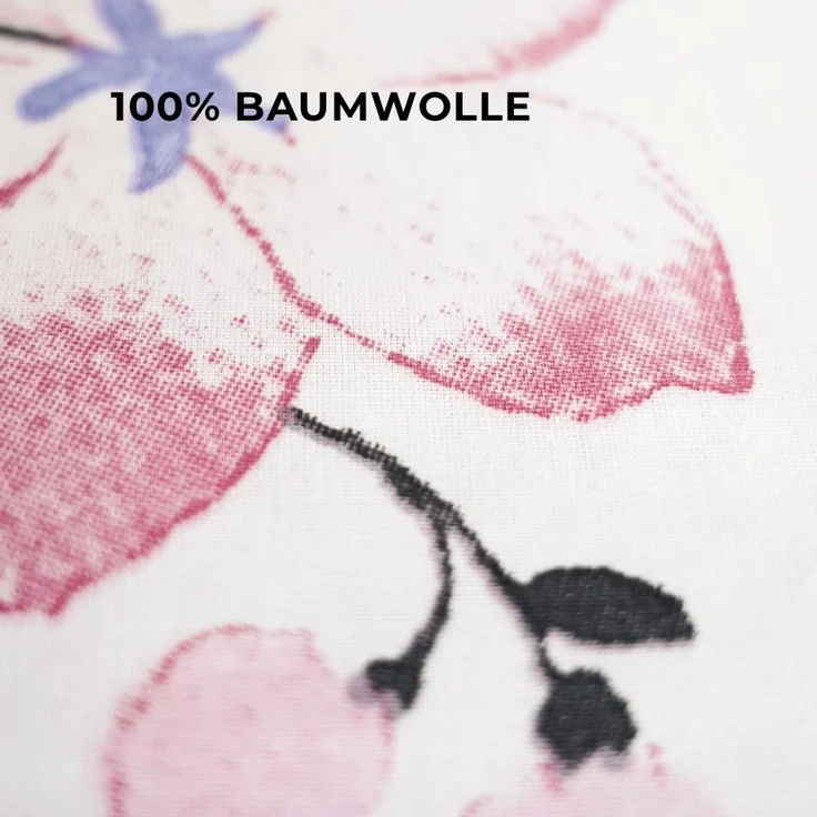 Renforce Bettwäsche mit Reißverschluss - Wendebettwäsche aus 100% Baumwolle, Florales Design 200x200 cm + 2 x 80 x 80 cm – Bild 5
