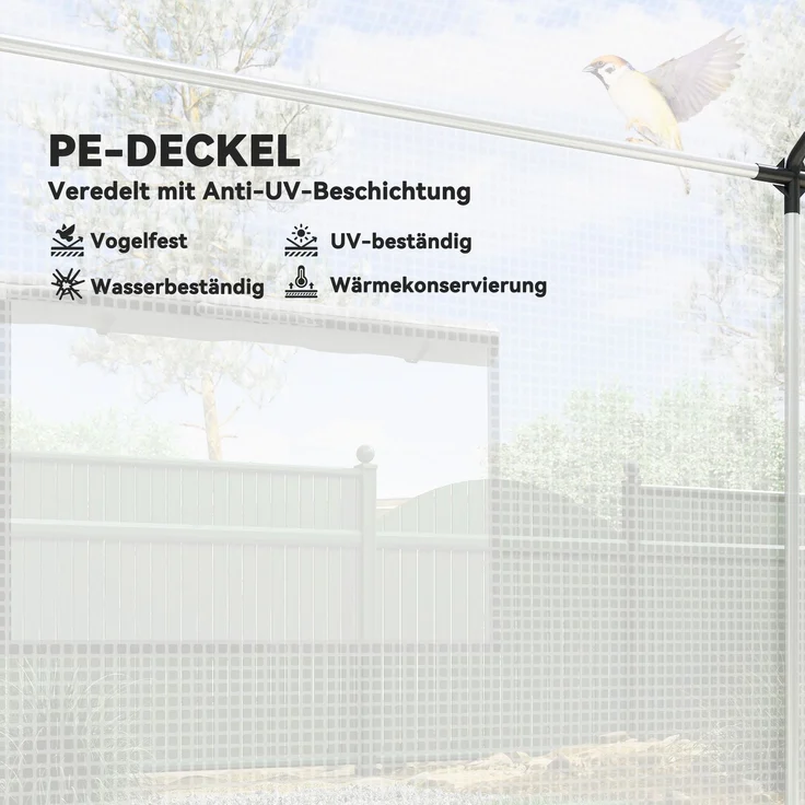 Outsunny Folientunnel, Stahl, PE, Weiß, 200L x 300B x 200H cm – Bild 4