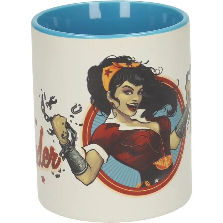 SD Toys Tasse mit Design Wonder Woman Kette, Keramik, Weiß und Blau, 10 x 14 x 12 cm