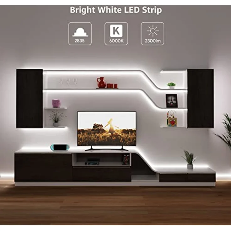 Lepro LED Strip Kaltweiß, 10M (2x5M) Selbstklebender LED Streifen mit 300x2835 LEDs, 2300 Lumen, 6000K Dimmbar für Innen Heim Deko, ohne Netzteil – Bild 2
