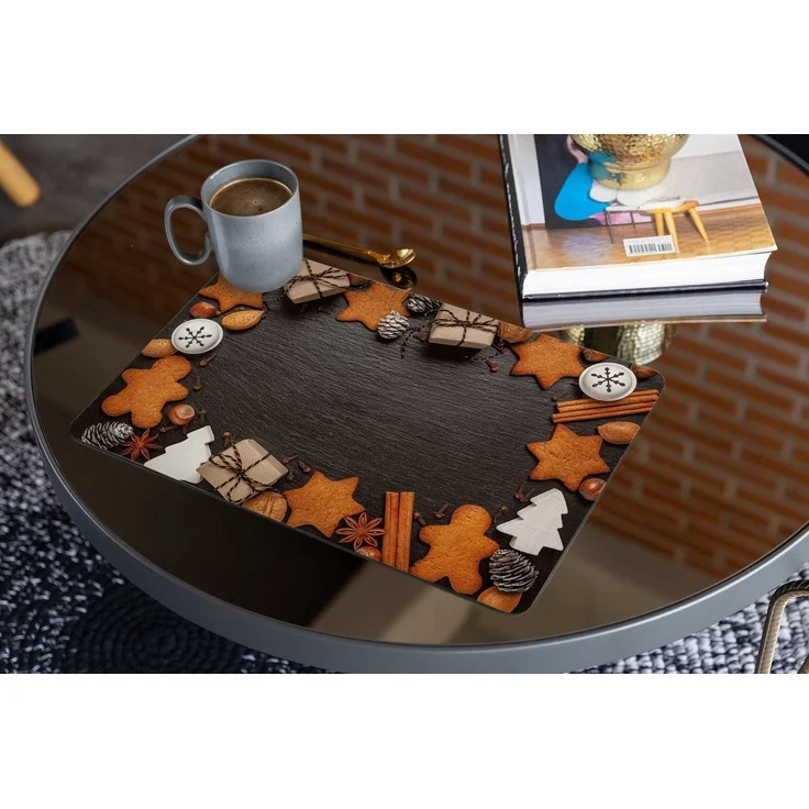 matches21 HOME & HOBBY Platzset Tischsets Lebkuchen Gewürze Schiefer 4er Tischunterlage Tischdeko, (4-St), modernes Esstisch Platzdeckchen als abwaschbarer Tischuntersetzer – Bild 2