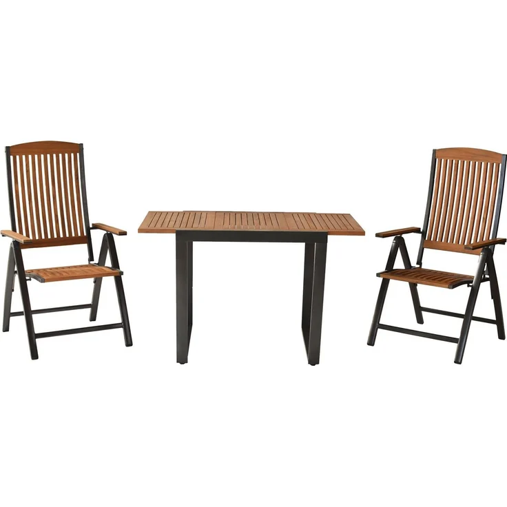 MERXX Balkonset »Athos«, (Set, 3-tlg), Rückenlehne 5-fach verstellbar, Tischplatte aus Akazienholz – Bild 5