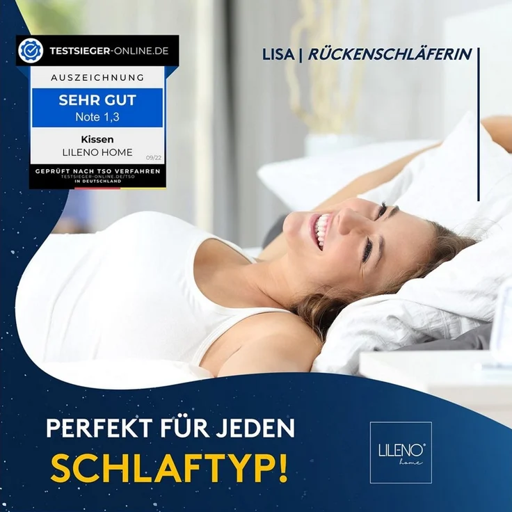 LILENO HOME Kopfkissen LILENO HOME Allergiker Kopfkissen Oeko-Tex & - Made in Germany, Füllung: 100% Polyester, Seitenschläfer, Bauchschläfer, Rückenschläfer, Spar-Set, 4er Set, Kopfkissen 40x80 cm HART mit 650g Füllung, allergikergeeignet – Bild 3