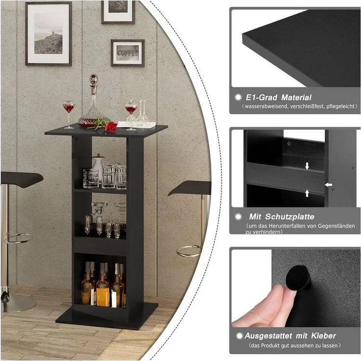 Woltu Bartisch (1-St), mit 3 Regalfächern, aus Holzwerkstoff – Bild 3