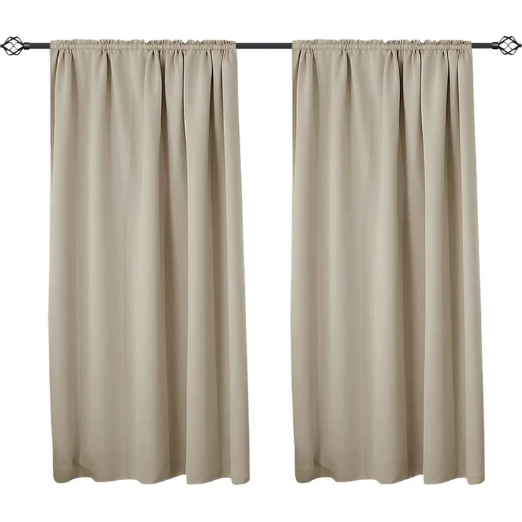 Woltu Gardine (2 St), Kräuselband für Schiene, Thermo-/Verdunklungsvorhang – Bild 1