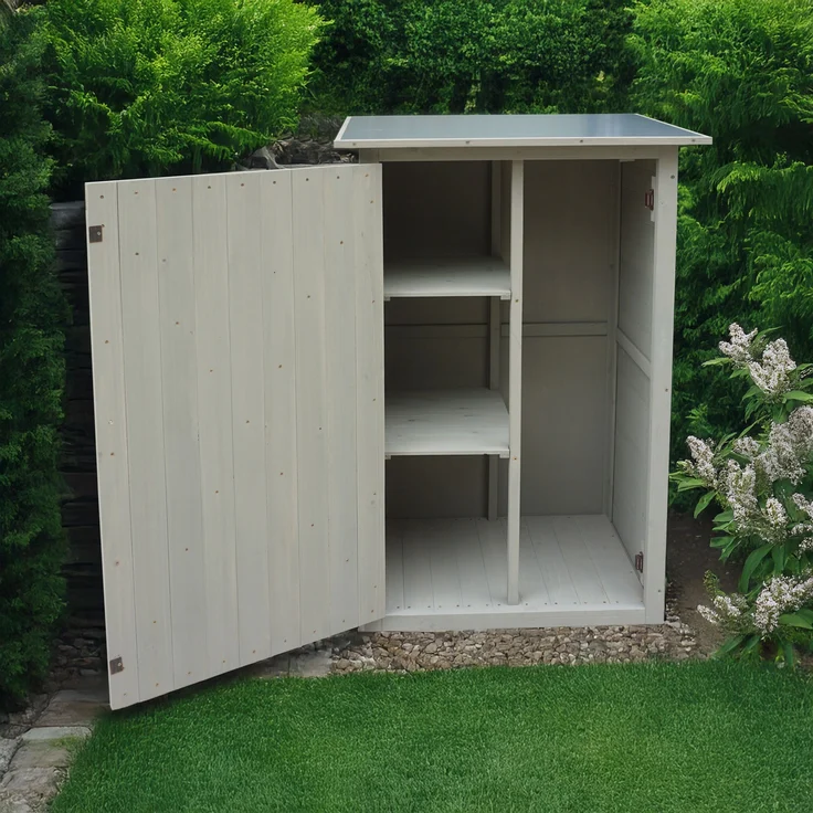 HABAU Gartenschrank "Benno" aus Holz, Grau, 76 x 56 x 117 cm – Bild 3