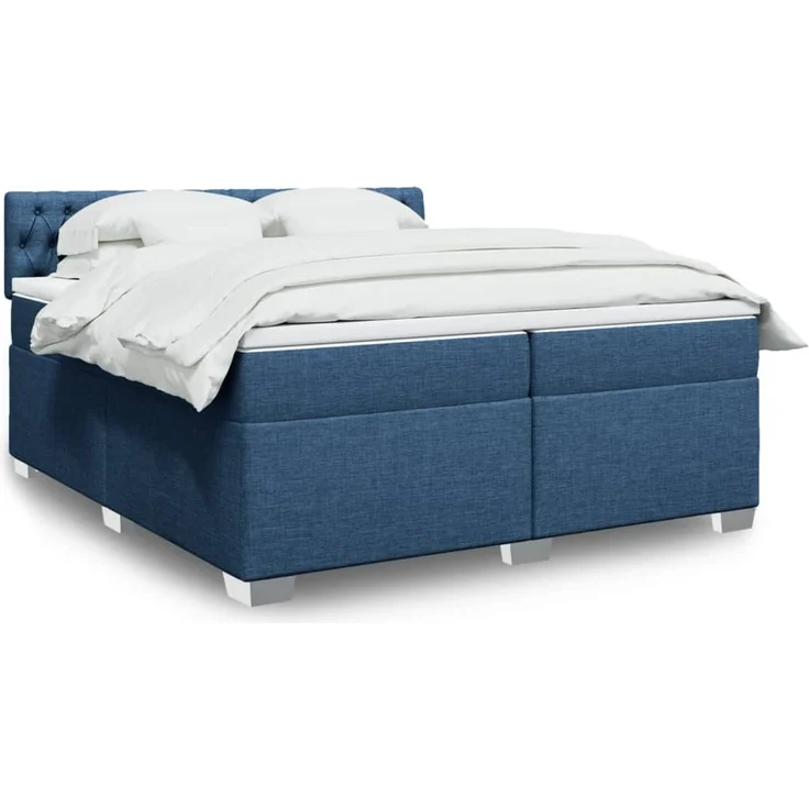 vidaXL Boxspringbett mit Matratze Blau 200x200 cm Stoff 3286008 – Bild 1