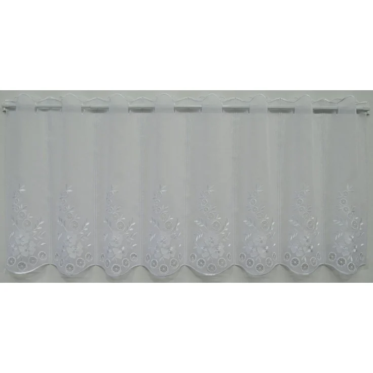 Stickereien Plauen Scheibengardine Kreise (1 St), Stangendurchzug, halbtransparent, Voile – Bild 3
