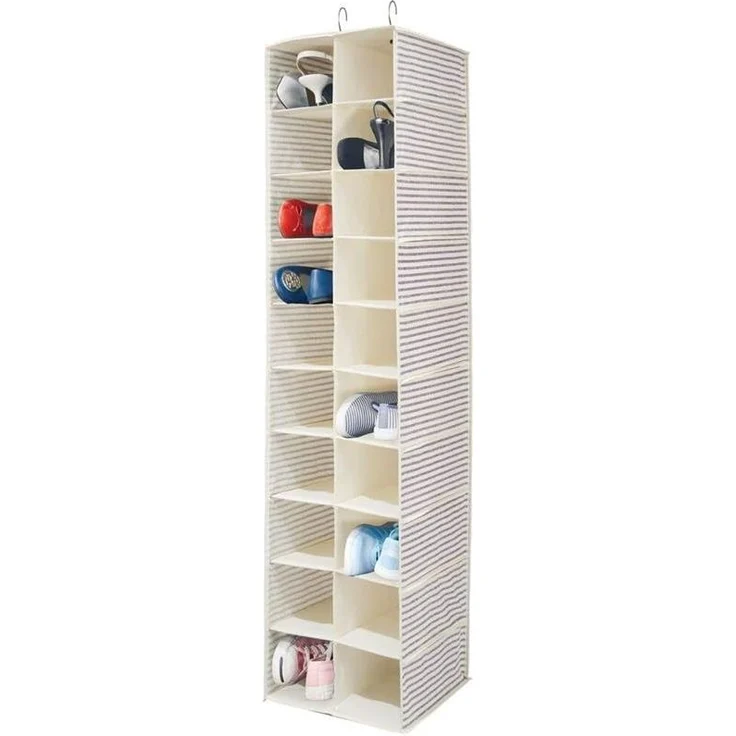 mDesign Hängeregal Organizer Aufbewahrung 20 Fächer Kunststoff Blau / Beige – Bild 6