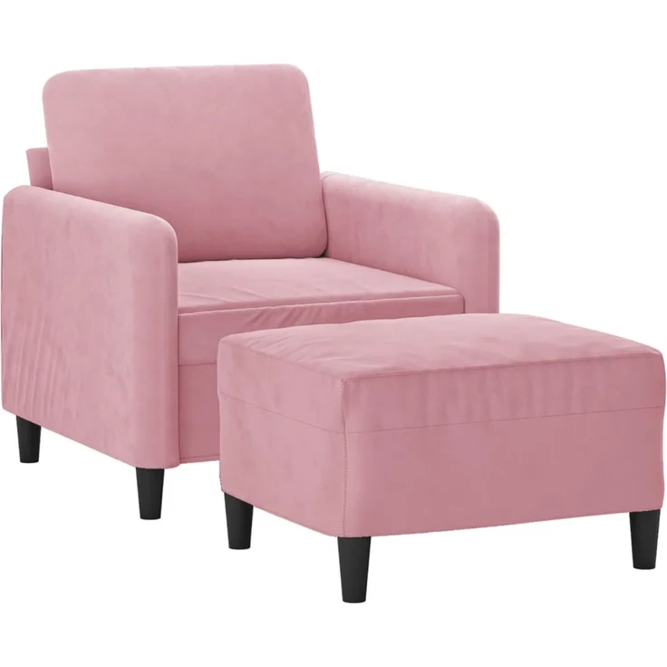 vidaXL Sessel mit Hocker Rosa 60 cm Samt 3201167 – Bild 2