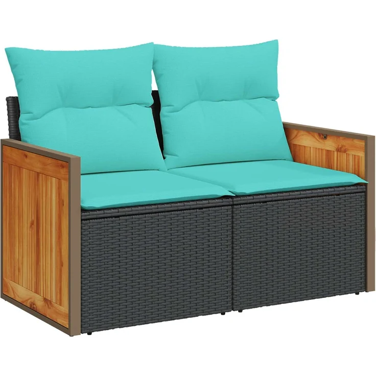 vidaXL Sofa Set 5 stk. Schwarz und Blau Polyrattan und Stahl 3447958 – Bild 3