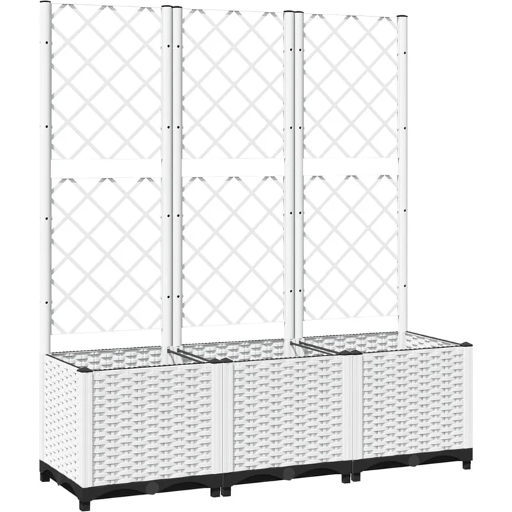 vidaXL Pflanzkübel mit Rankgitter Weiß 120x40x136 cm PP 153284 – Bild 2