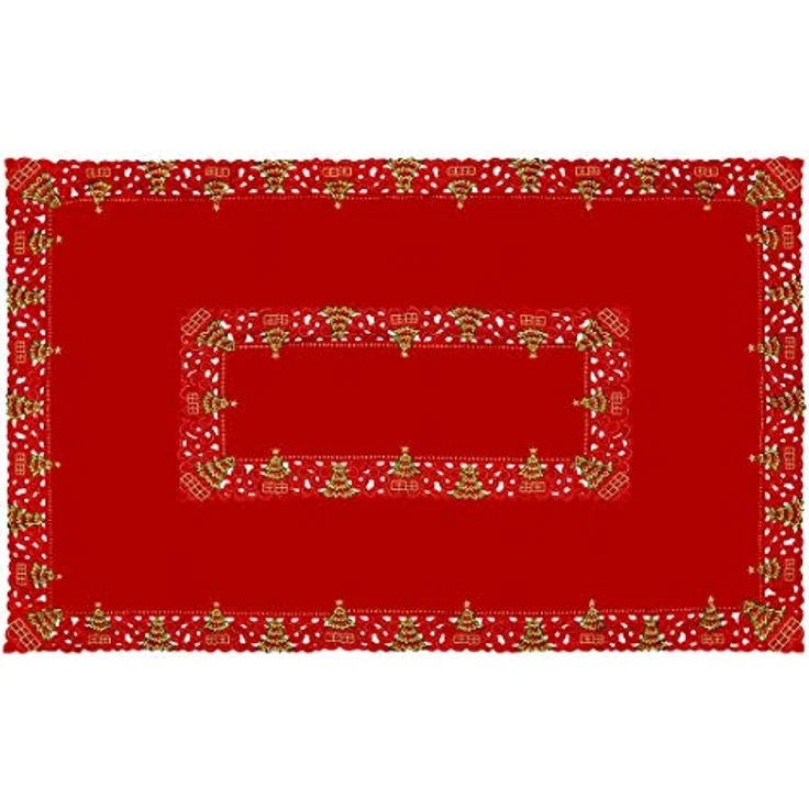 Grelucgo Bestickte Weihnachtstischdecke mit Stechpalmen-Motiv, 144x279 cm, rechteckige Tischdecke – Bild 4