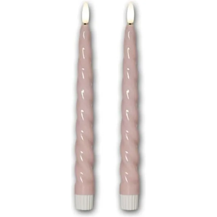 LED Kerzen Flamme Shine 2er Set Wachs rosa warmweiß H 245cm Ø 21cm