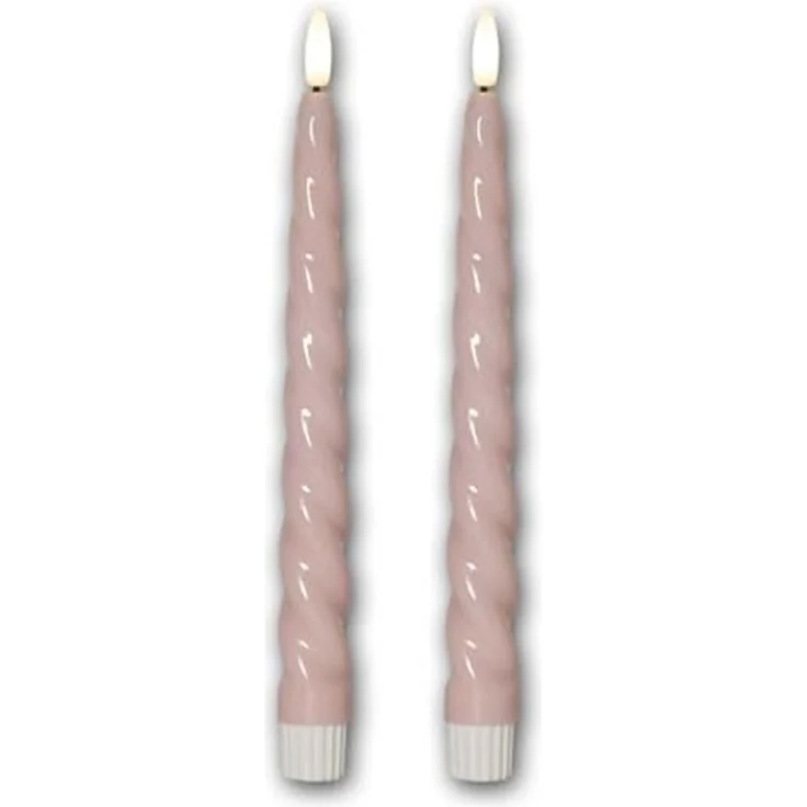 LED Kerzen Flamme Shine 2er Set Wachs rosa warmweiß H 245cm Ø 21cm – Bild 1