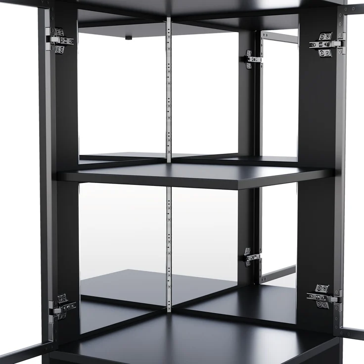 Vitrinenschrank 42 x 44 x 205 cm mit Glastüren, Spiegelrückwand und LED-Beleuchtung – Bild 9