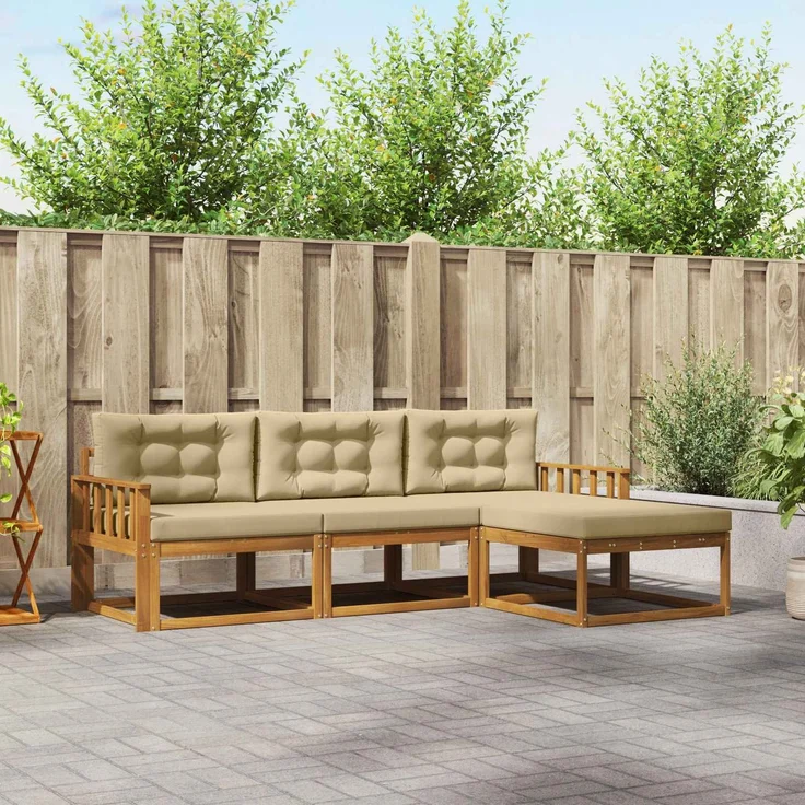vidaXL Outdoor-Sofagarnitur 4 stk. 4-Sitzer Natur und Beige 3367401 – Bild 1