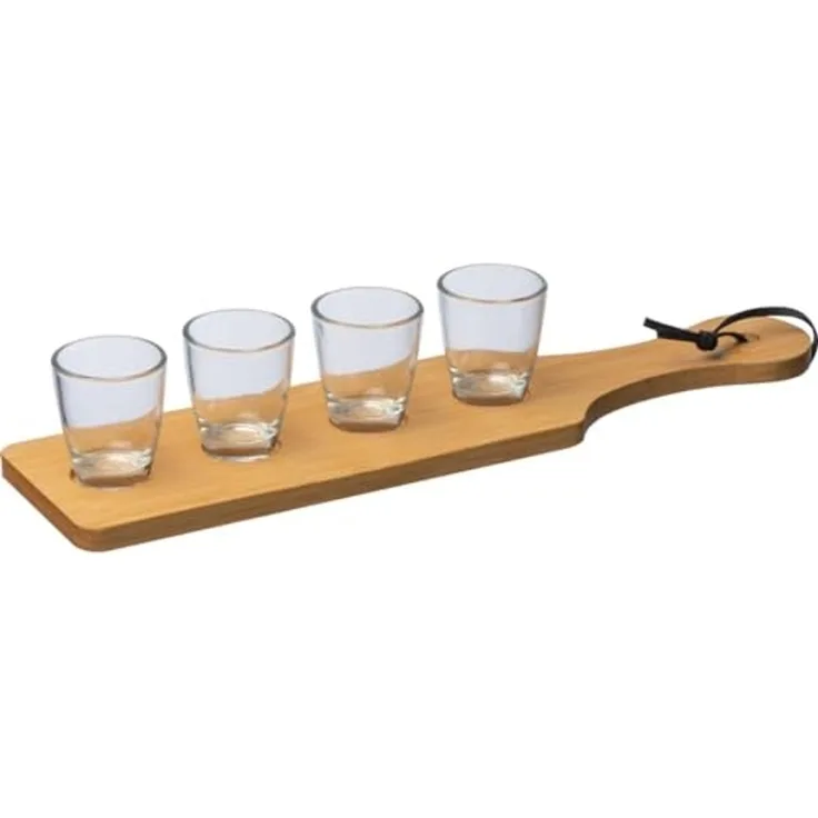 Macma Schneidebrett Schnapsgläser-Set / 5tlg mit 4 Schnapsgläser zu je 3cl