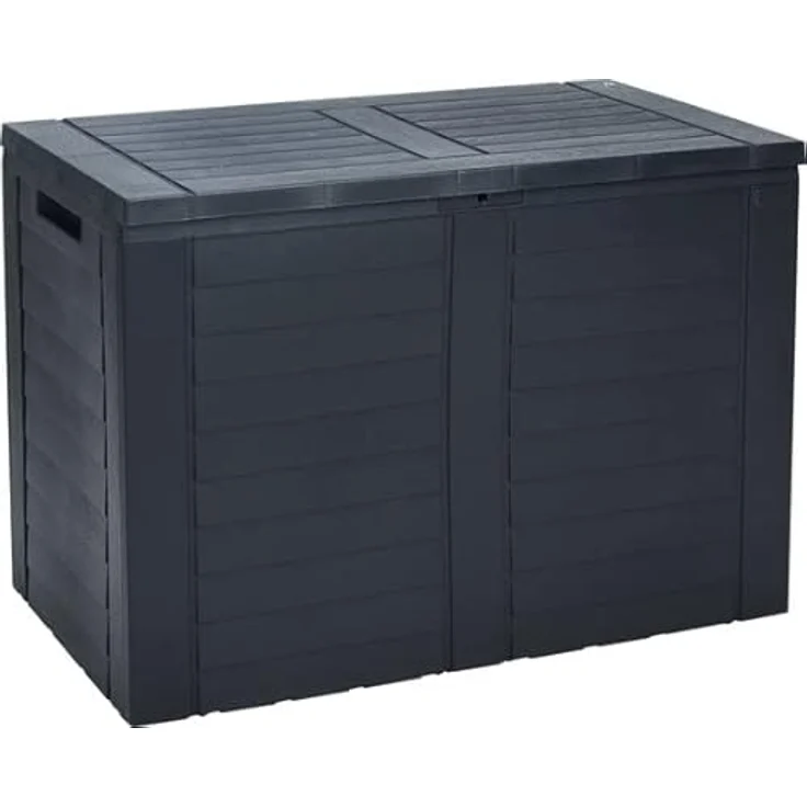 Koopman Kissenbox Gartenkiste, 75x44x53 cm, Kunststoff, 170 Liter, anthrazit, mit Deckel, einfaches Stecksystem – Bild 1