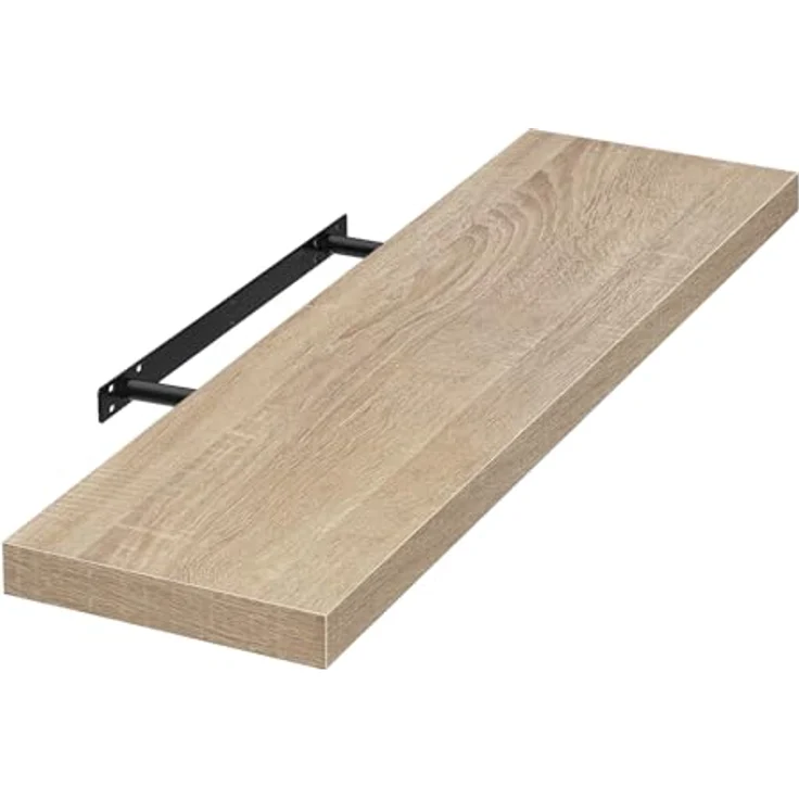 EUGAD Wandregal Wandboard Buchregal Hängeregal DVD CD Regal Holz Board 80cm Eiche 0117QJ – Bild 2
