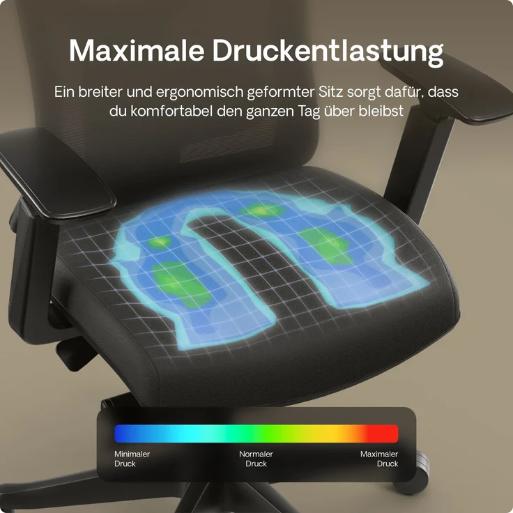 Desktronic Bürostuhl Verstellbarer Ergonomischer SitPro, Schwarz 3-Dimensional Armlehne, Integrierte 5-Wege-Lendenwirbelstütze – Bild 9