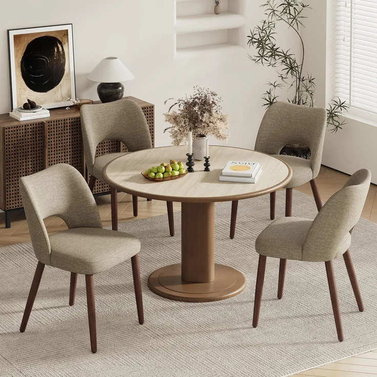 MALOL Esszimmerstühle 4er Set, Moderne Esszimmer Stühle, Ergonomisch Gepolsterte Küchenstühle mit Vertikal Gestreifter Rillenlehne, Polsterstühl für Esstisch Wohnzimmer Café Restaurant, Kaffeebraun